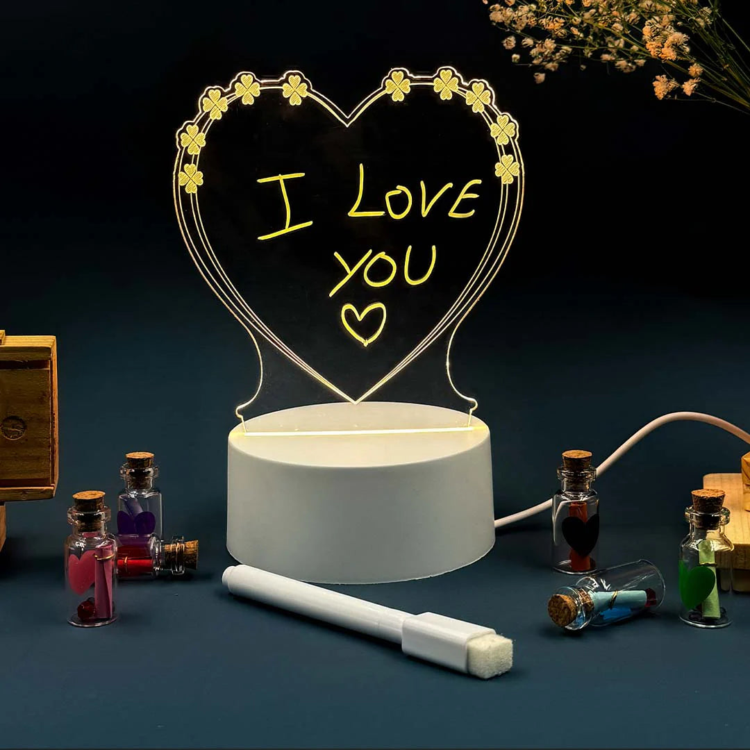 3D Heart LED Message Board With Pens